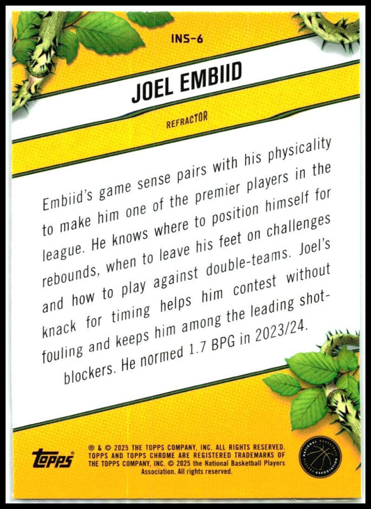 2024-25 Topps Chrome Instinct #INS-6 Joel Embiid Philadelphia 76ers