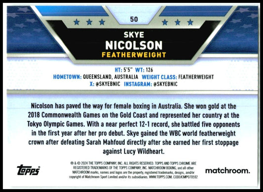 2024 Topps Chrome Boxing #50 Skye Nicolson