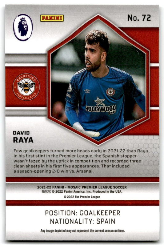 2022 Panini Mosaic Premier League David Raya Rookie Brentford #72