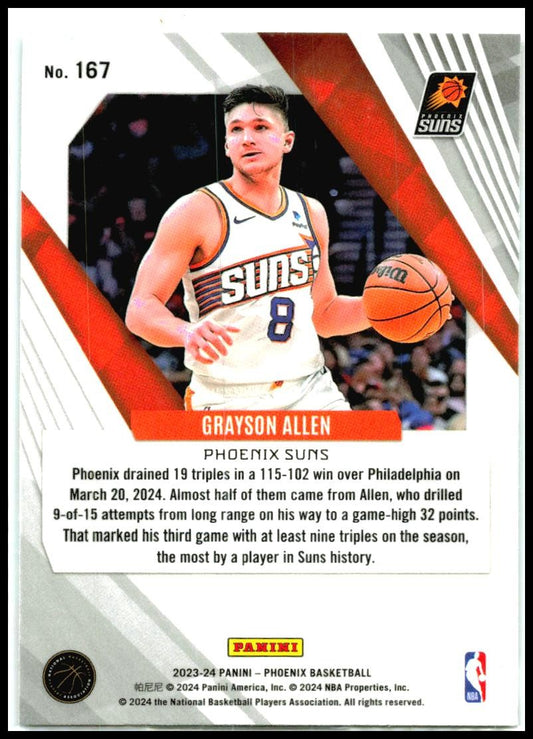 2023-24 Panini Phoenix Phoenix Teal Lazer #167 Grayson Allen Phoenix Suns