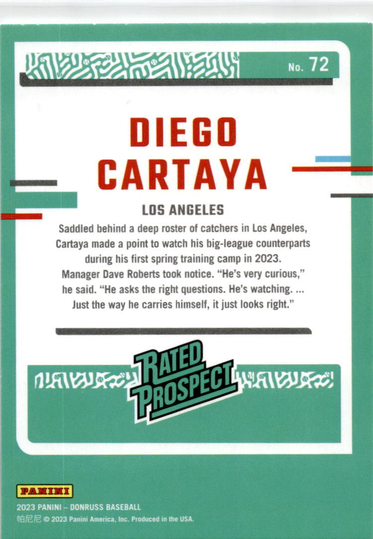 2023 Donruss #72 Diego Cartaya  Rookie Dodgers