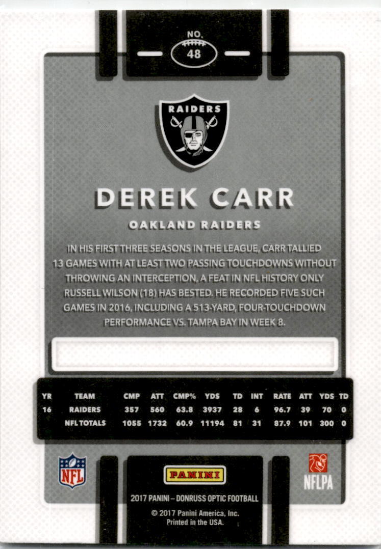 2017 Donruss Optic #48 Derek Carr Los Vegas Raiders