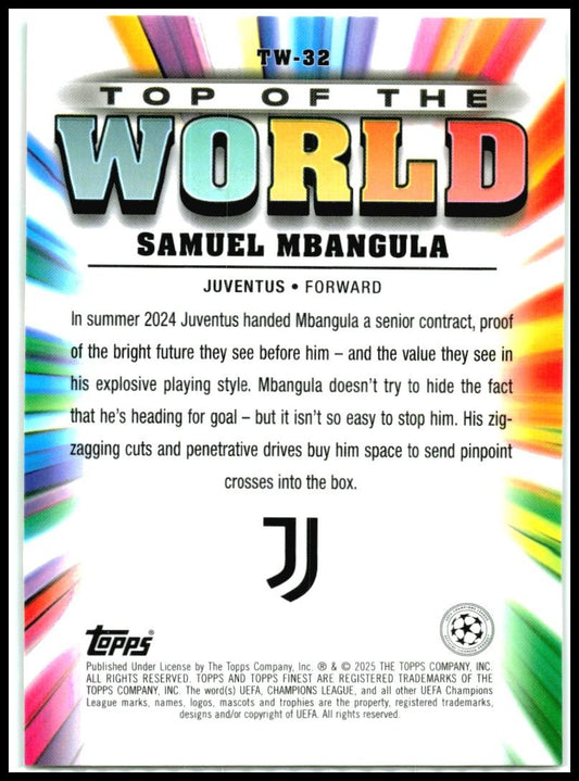 2024-25 Topps Finest UEFA Top of the World Green /99 #TW-32 Samuel Mbangula