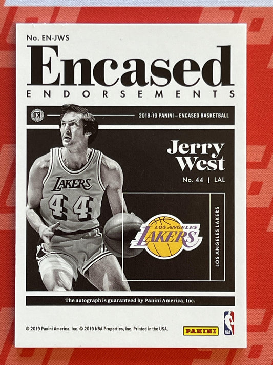2018-19 Panini Encased Endorsements Red #EN-JWS Jerry West Auto /15