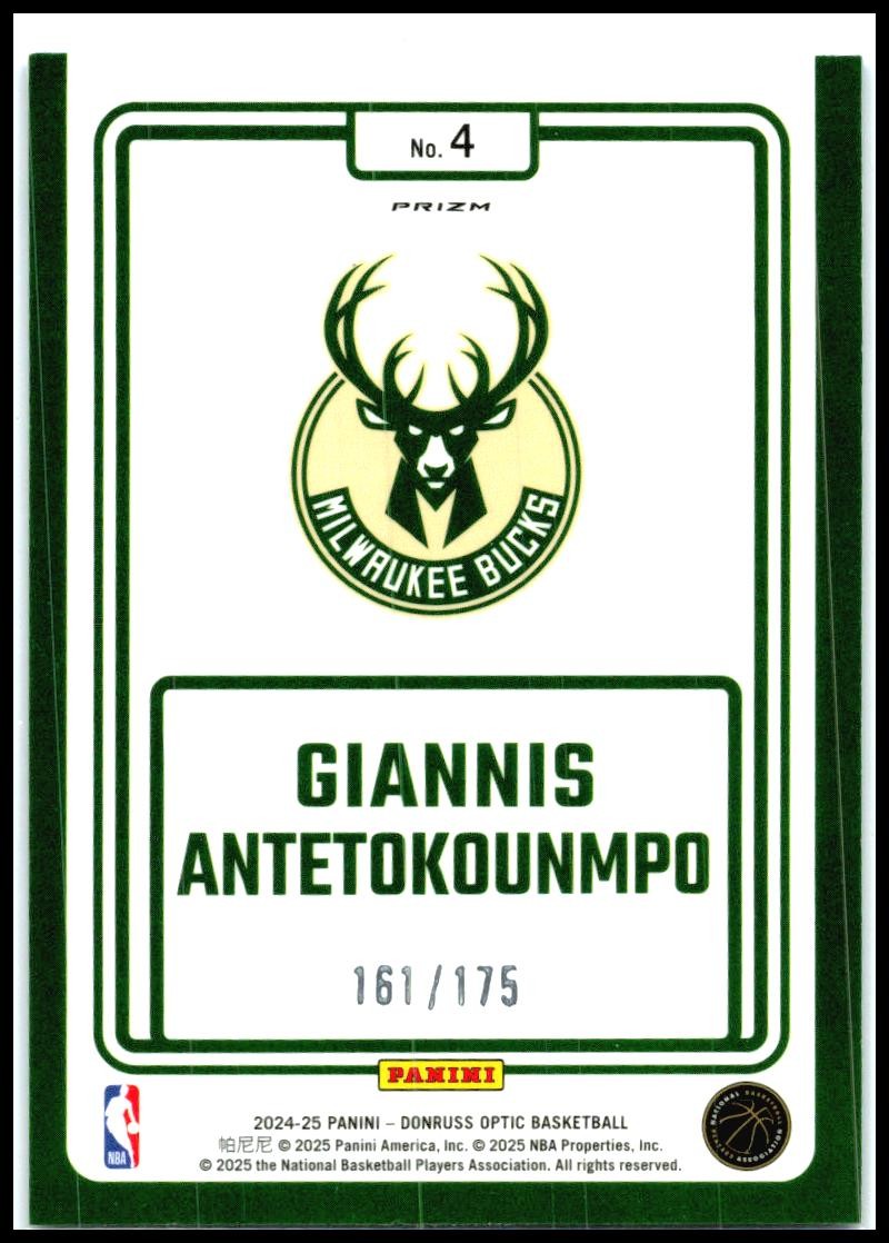 2024-25 Donruss Optic Winner Stays Hyper Blue #4 Giannis Antetokounmpo Bucks