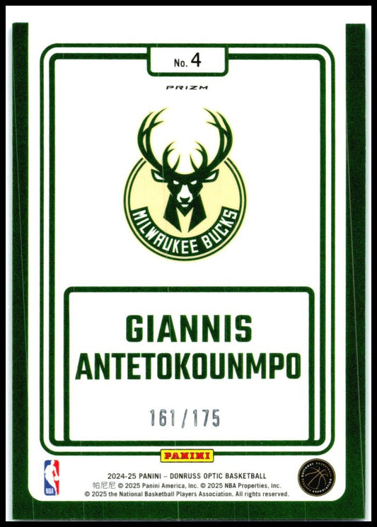 2024-25 Donruss Optic Winner Stays Hyper Blue #4 Giannis Antetokounmpo Bucks