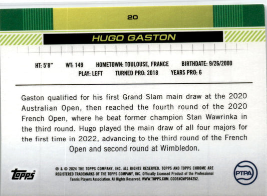 2024 Topps Chrome Tennis # Hugo Gaston