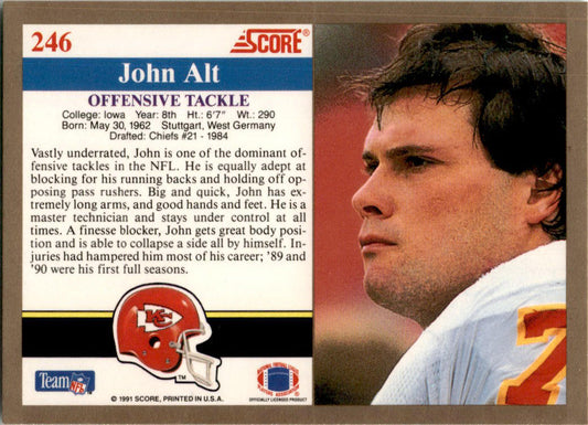 1991 Score #246 John Alt Kansas City Chiefs