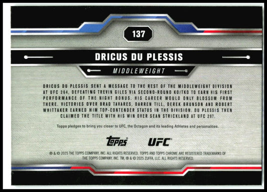 2025 Topps Chrome UFC #137 Dricus Du Plessis