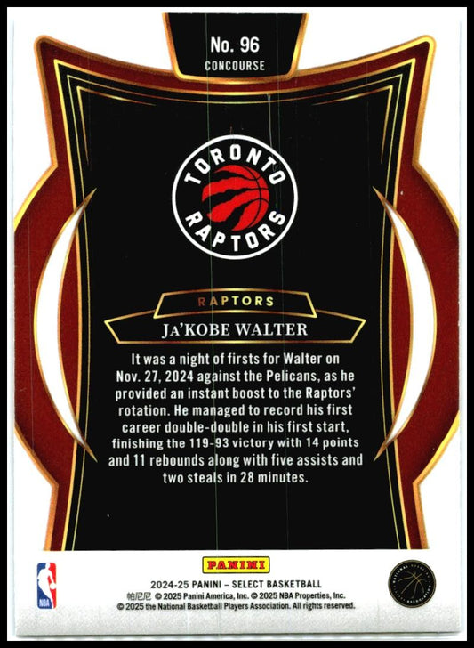 2024-25 Panini Select Green White Purple Prizm #87 Jonathan Mogbo Rookie Raptors