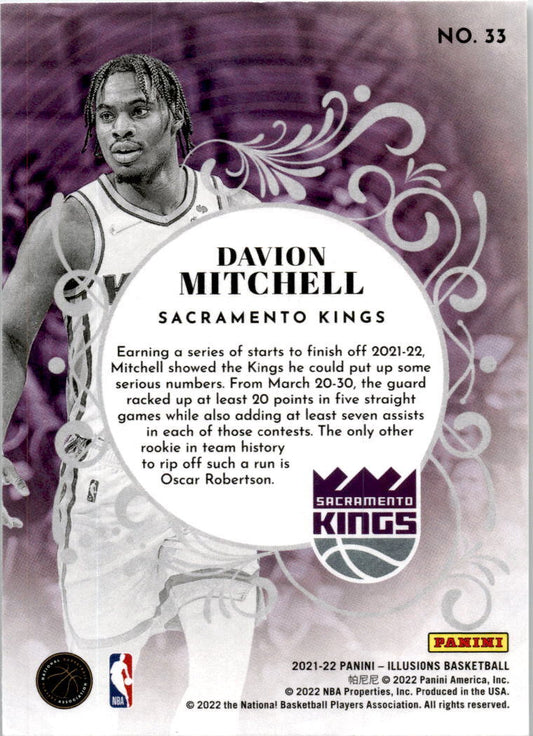 2021 Panini Illusions King of Cards #33 Davion Mitchell Sacramento Kings