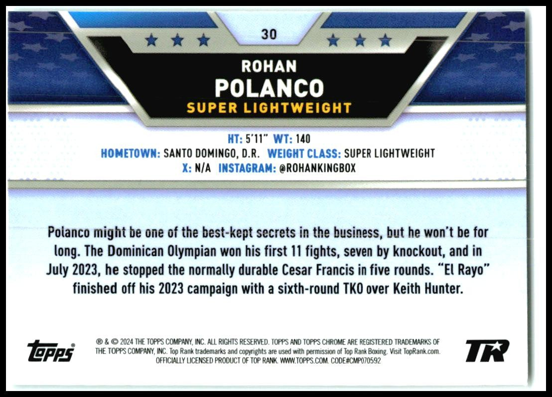 2024 Topps Chrome Boxing Aqua /150 #30 Rohan Polanco