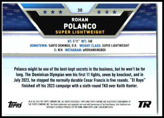 2024 Topps Chrome Boxing Aqua /150 #30 Rohan Polanco