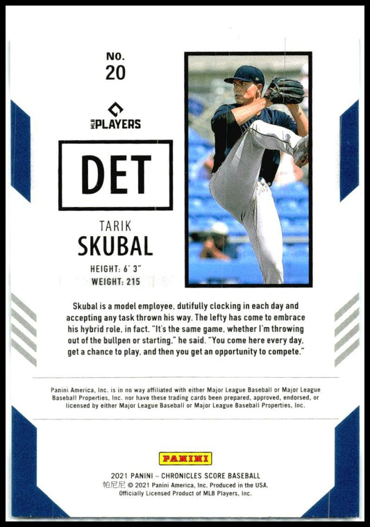 2021 Panini Chronicles Score #20 Tarik Skubal Rookie Detroit Tigers