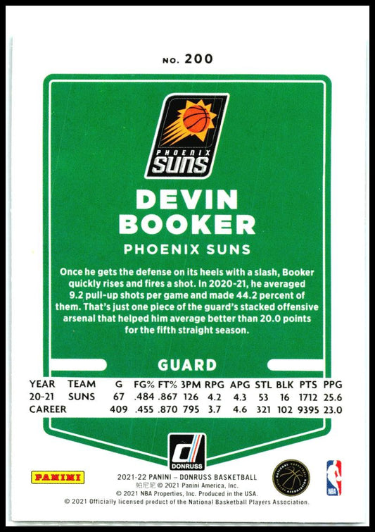 2021-22 Donruss Holo Teal Laser #200 Devin Booker Phoenix Suns