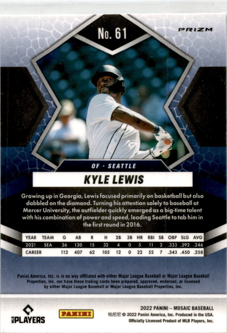 2022 Panini Mosaic Genesis #61 Kyle Lewis Seattle Mariners