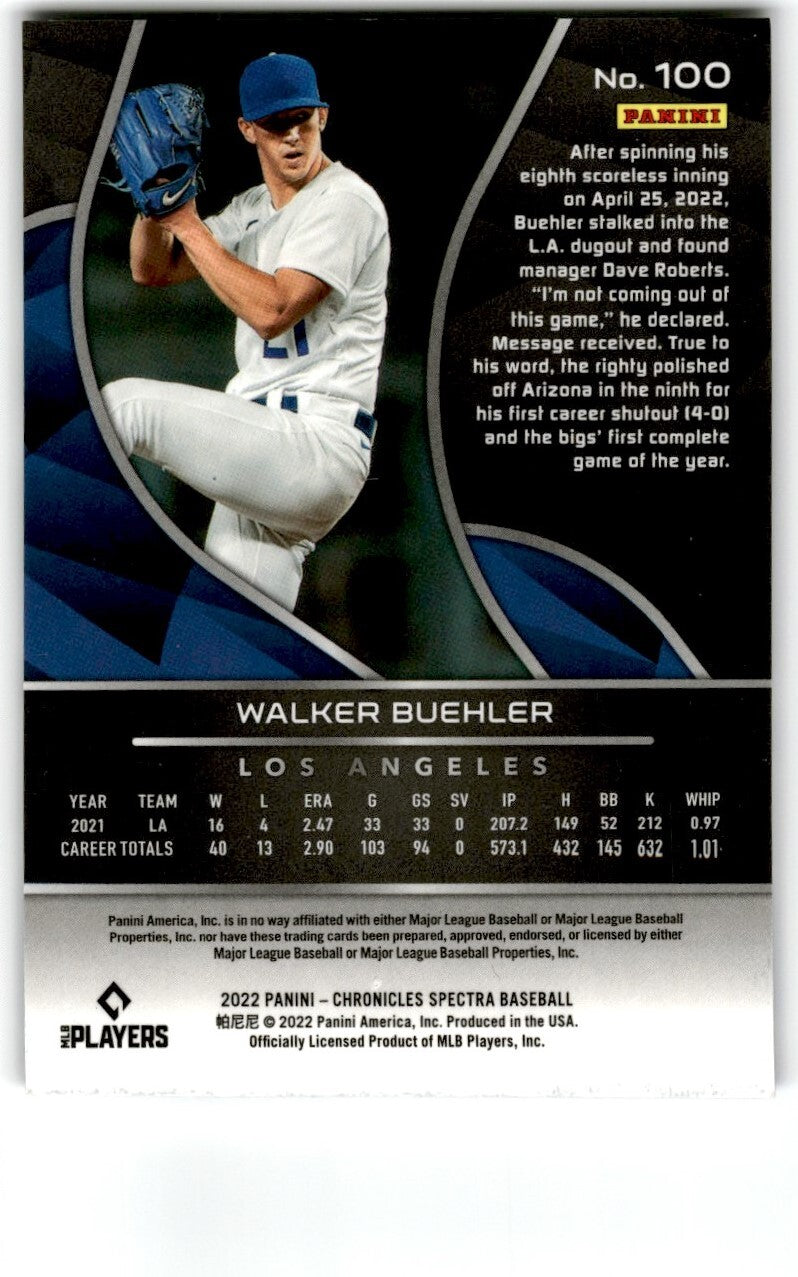 2022 Panini Spectra Walker Buehler Los Angeles Dodgers #100