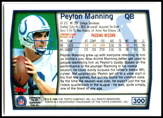 1999 Topps Topps Collection #300 Peyton Manning Indianapolis Colts