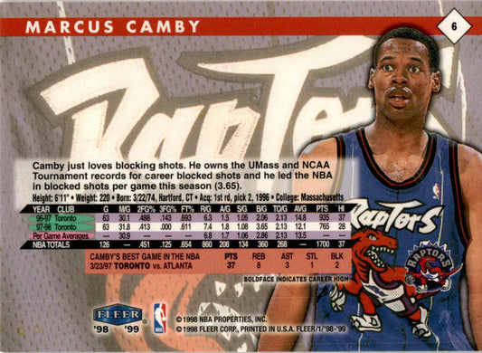 1998-99 Fleer Tradition #6 Marcus Camby Toronto Raptors