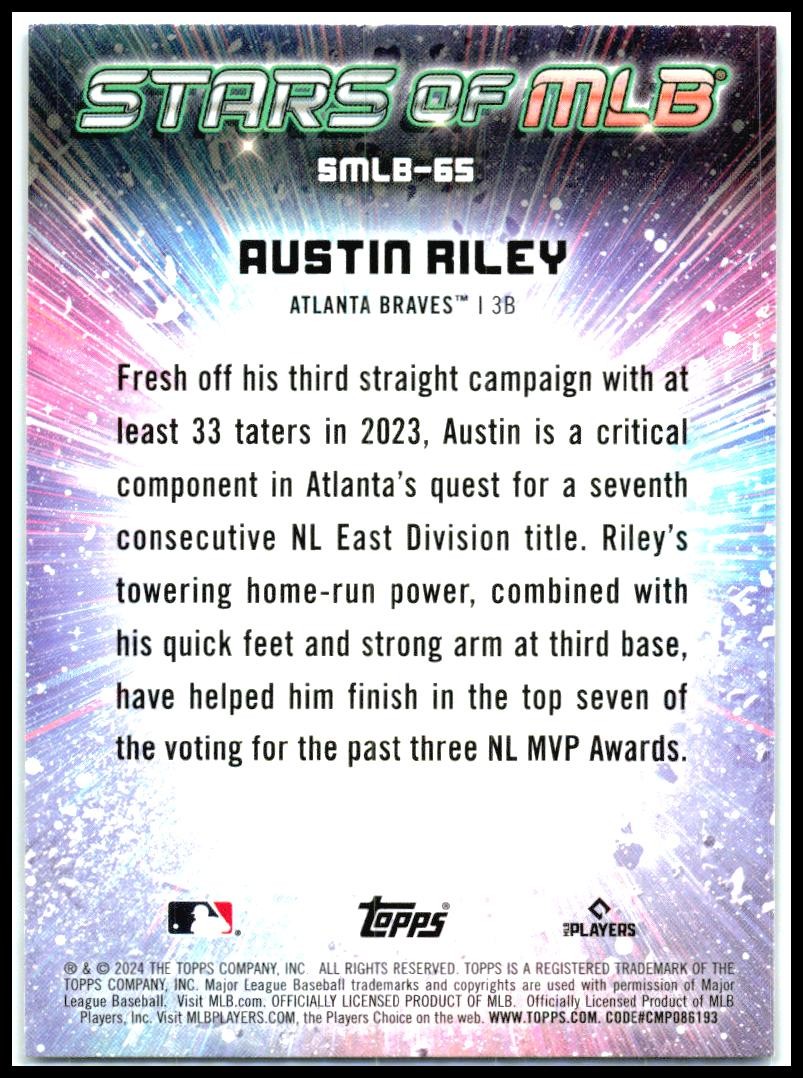 2024 Topps Update Stars of MLB #SMLB-65 Austin Riley Atlanta Braves