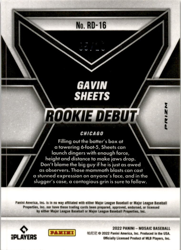 2022 Mosaic Pink Fluorescent #RD-1 Gavin Sheets Chicago White Sox