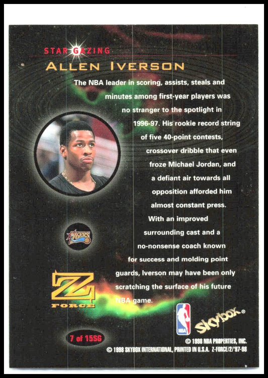1997-98 Skybox Z-force Star Gazing ##7 Allen Iverson 76ers