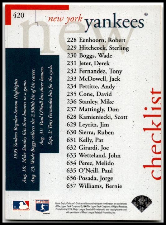 1996 Collector's Choice #632 Joe Girardi New York Yankees