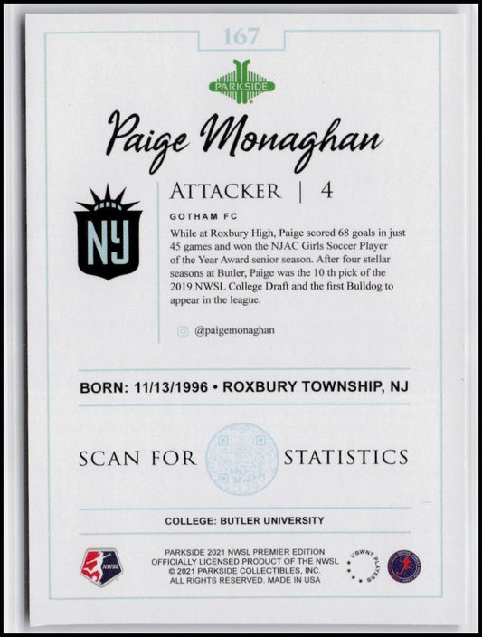 2021 Parkside NWSL Premier Edition #167 Paige Monaghan