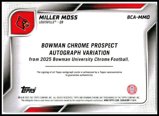 2025 Chrome University Auto Blue Mini-Diamond #BCA-MMO Miller Moss Auto /150
