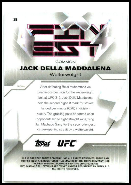 2025 Topps Finest UFC Common #29 Jack Della Maddalena