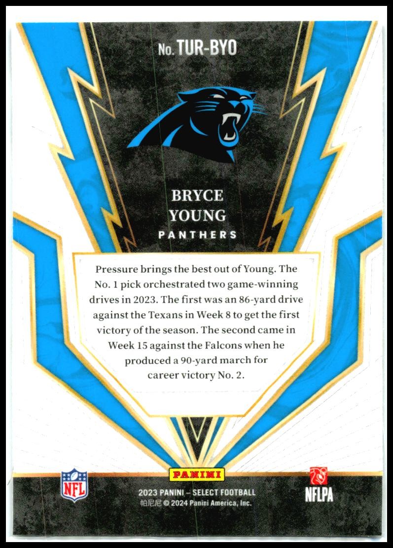 2023 Panini Select Turbocharged #TUR-BYO Bryce Young Carolina Panthers