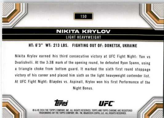 2024 Topps Chrome UFC XFractor #150 Nikita Krylov