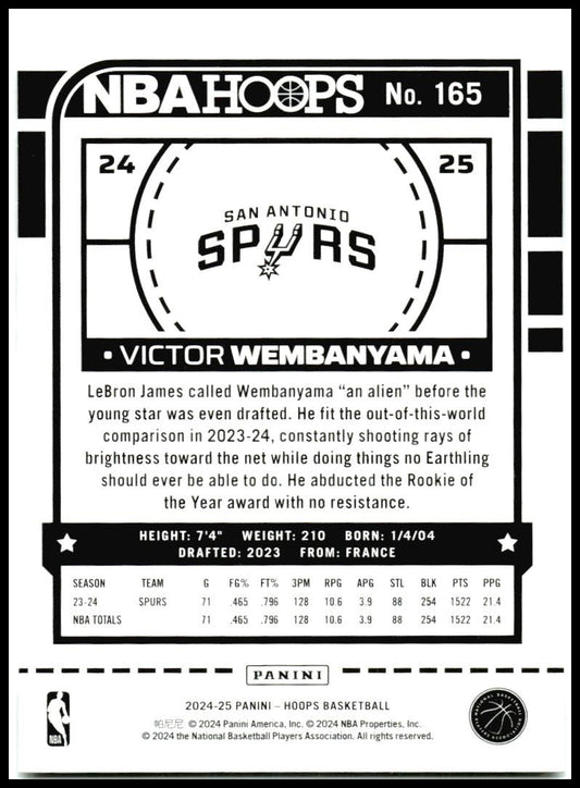 2024-25 Hoops Winter #165 Victor Wembanyama San Antonio Spurs