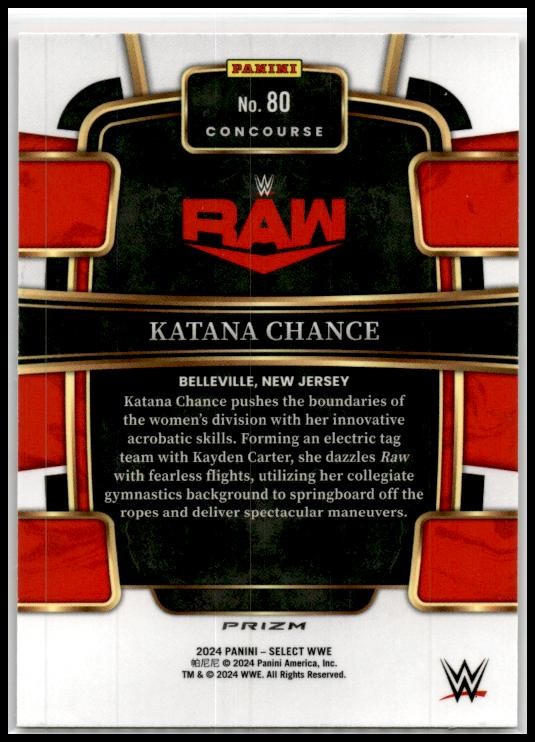 2024 Panini Select WWE Orange Ice Prizms #80 Katana Chance