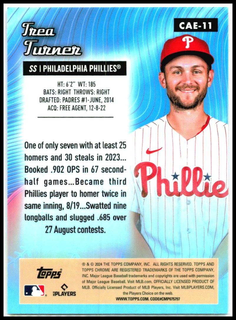 2024 Topps Chrome Chrome All-Etch #CAE-11 Trea Turner Philadelphia Phillies