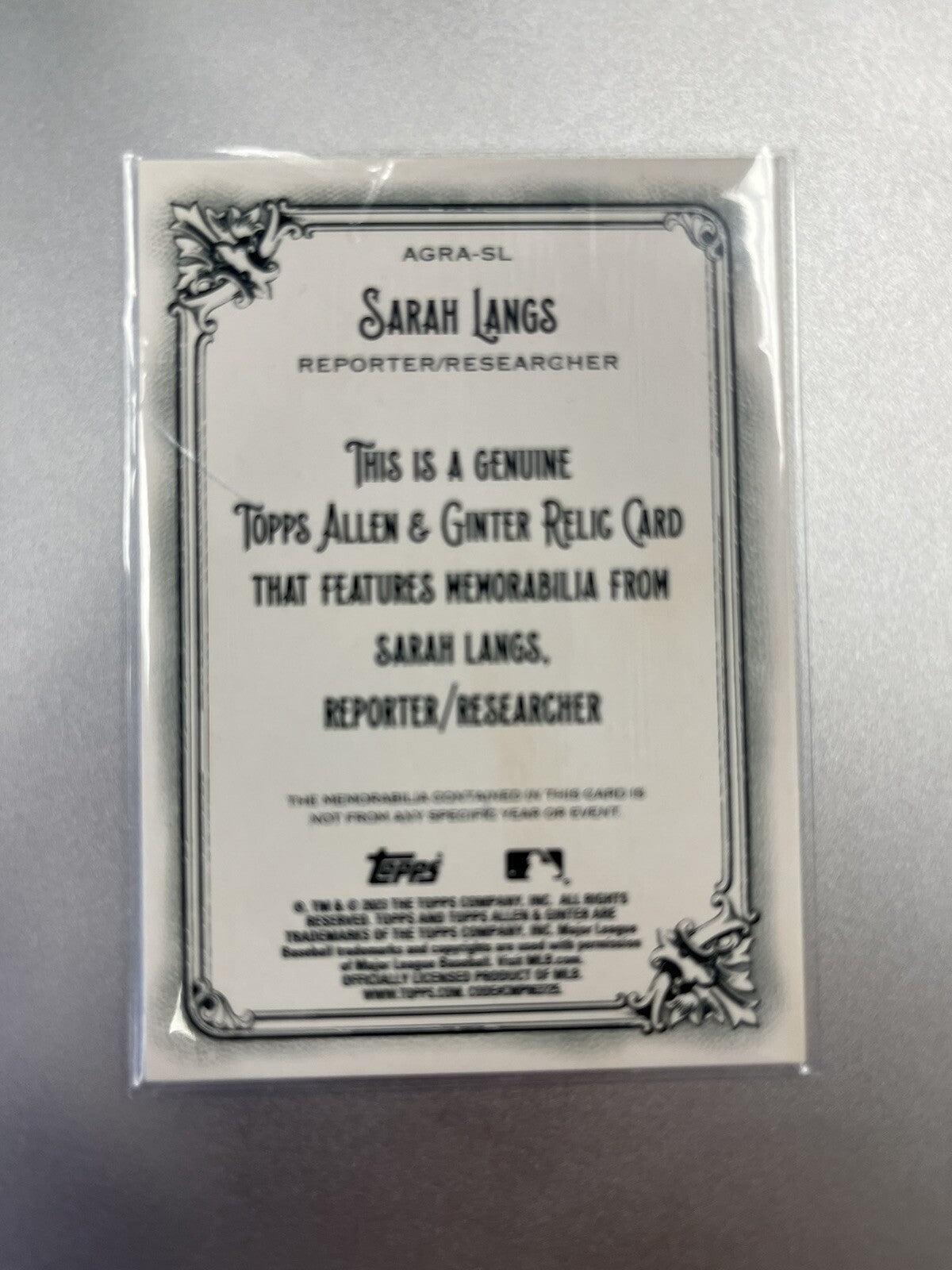 2023 Topps Allen & Ginter - Sarah Langs Relic AGRA-SL - Reporter