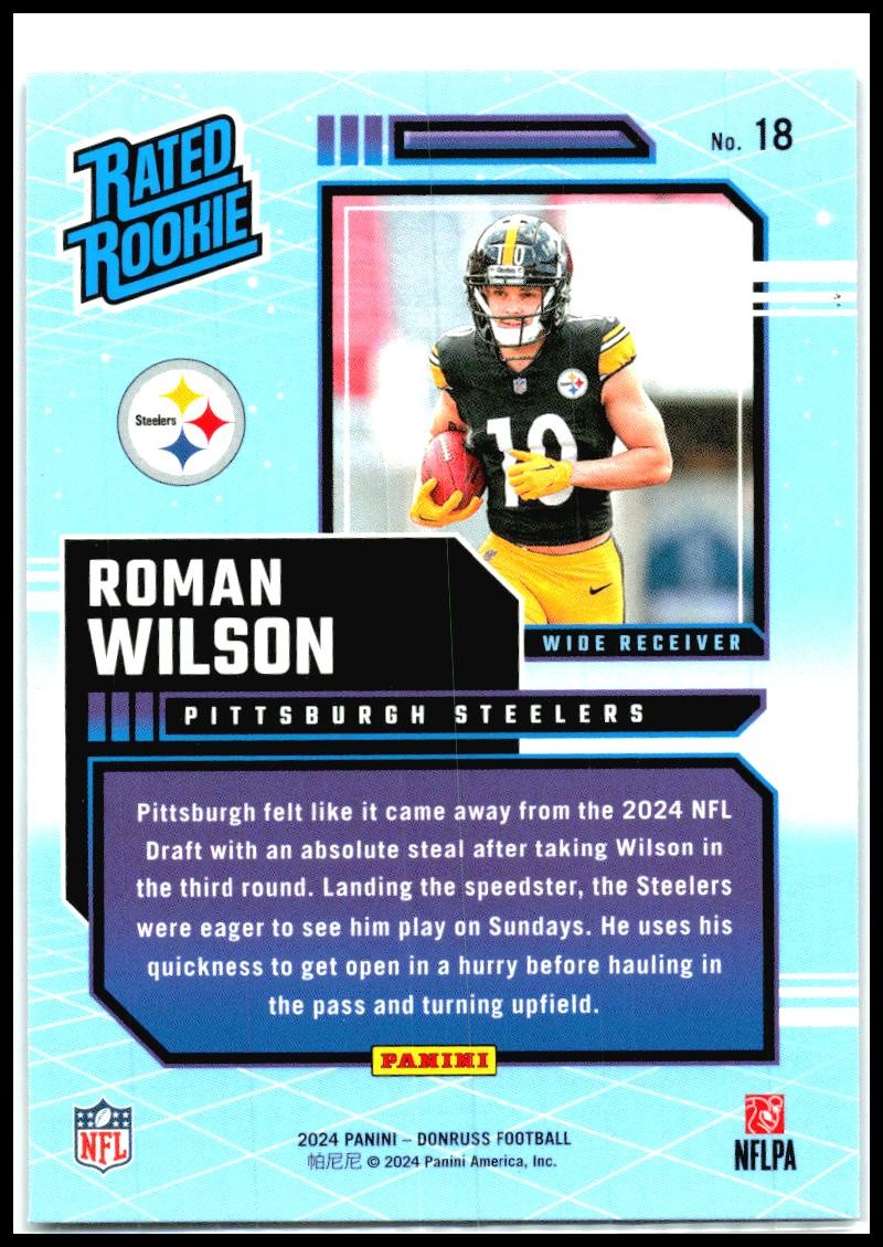 2024 Donruss Rated Rookies Retro #18 Roman Wilson Pittsburgh Steelers