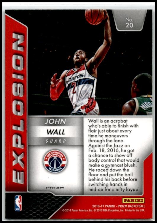 2016-17 Panini Prizm Explosion Green #20 John Wall Washington Wizards