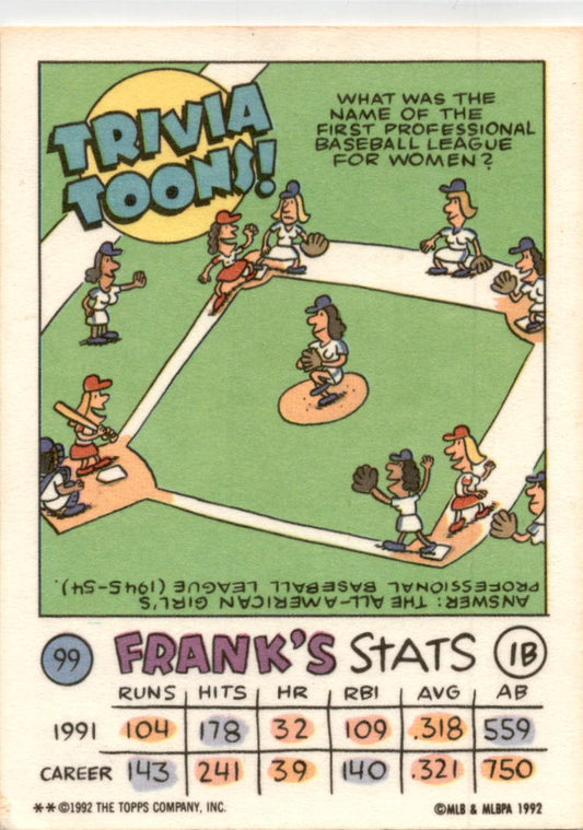 1992 Topps Kids #99 Frank Thomas Chicago White Sox