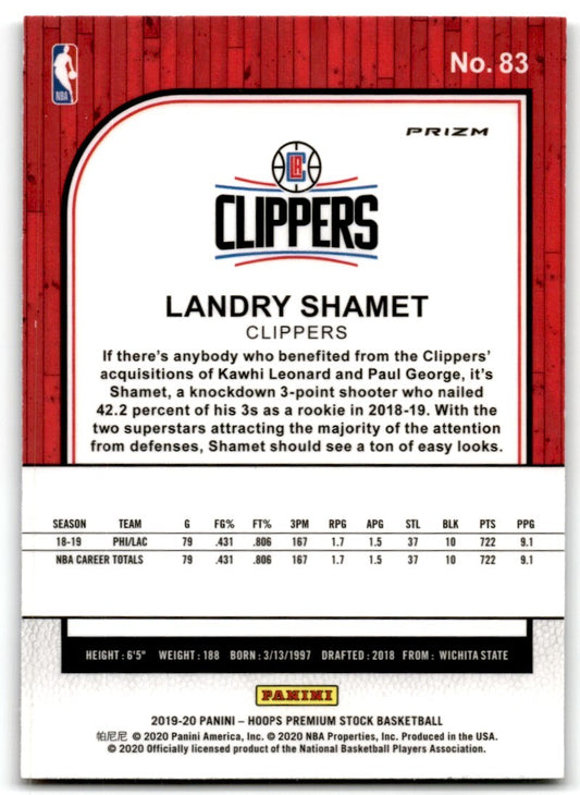2019-20 Box Set Pulsar Prizm Landry Shamet Los Angeles Clippers #83