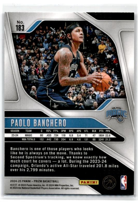 2024-25 Panini Prizm #183 Paolo Banchero Orlando Magic