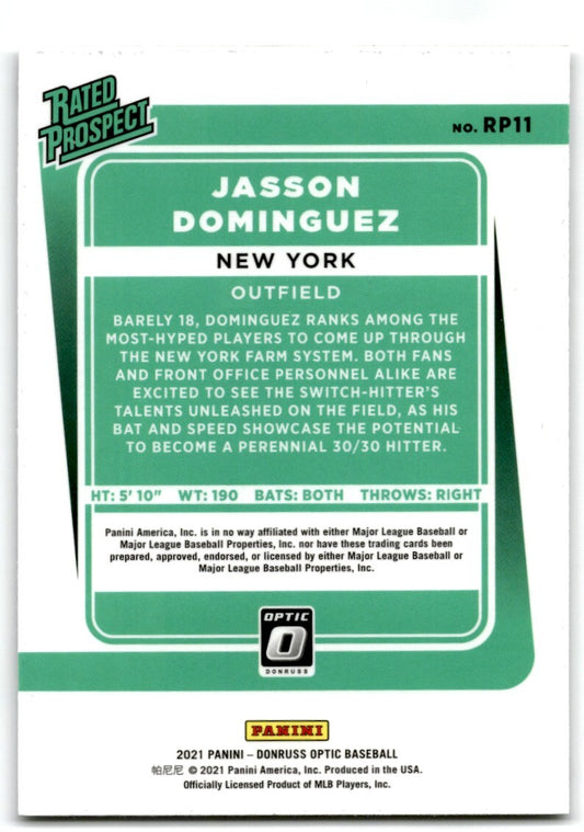 2021 Donruss Optic Rated Prospect Jasson Dominguez Rookie New York Yankees #RP11