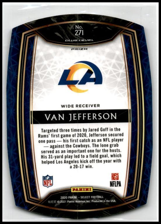2020 Panini Select Maroon Prizm Die Cut #271 Van Jefferson Rookie Rams