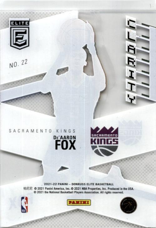 2021-22 Donruss Elite Clarity #22 De'Aaron Fox Sacramento Kings