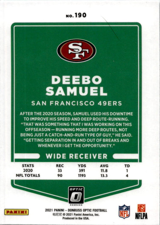2021 Donruss Optic #190 Deebo Samuel San Francisco 49ers