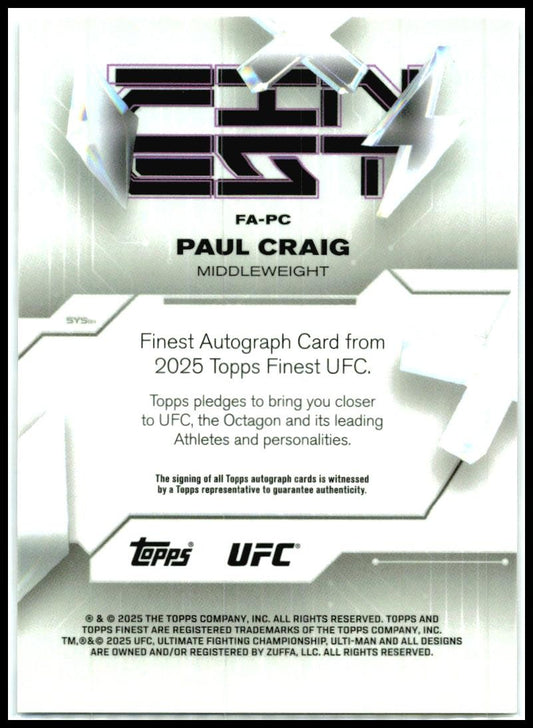 2025 Topps Finest UFC - Finest Auto Blue Checkerboard #FA-PC Paul Craig Auto /75