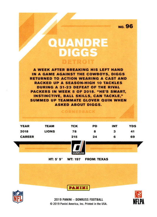 2019 Donruss #96 Quandre Diggs