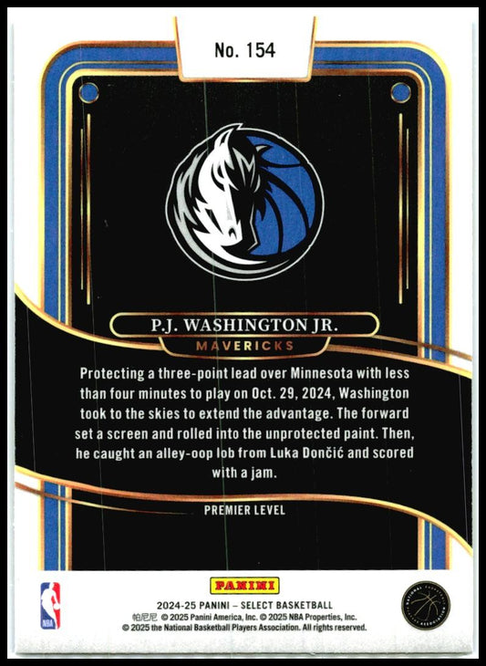 2024-25 Panini Select Blue #154 P.J. Washington Jr. Dallas Mavericks