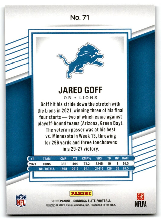 2020 Panini Illusions Jared Goff Detroit Lions #71
