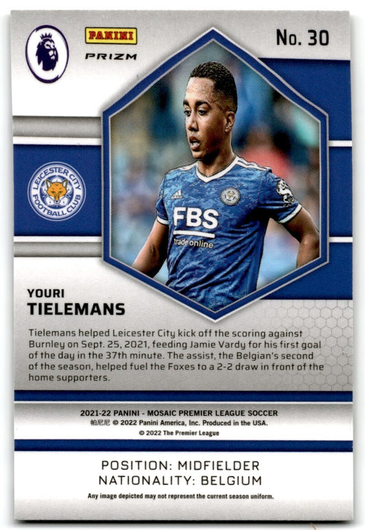 2021 Panini Mosaic Premier League Reactive Gold Youri Tielemans Auto Leicester